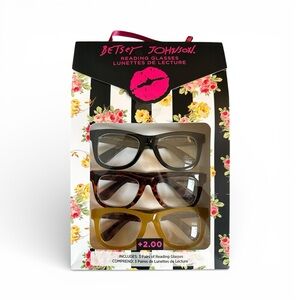 3pack BETSEY JOHNSON reading glasses THICK FRAME new in box